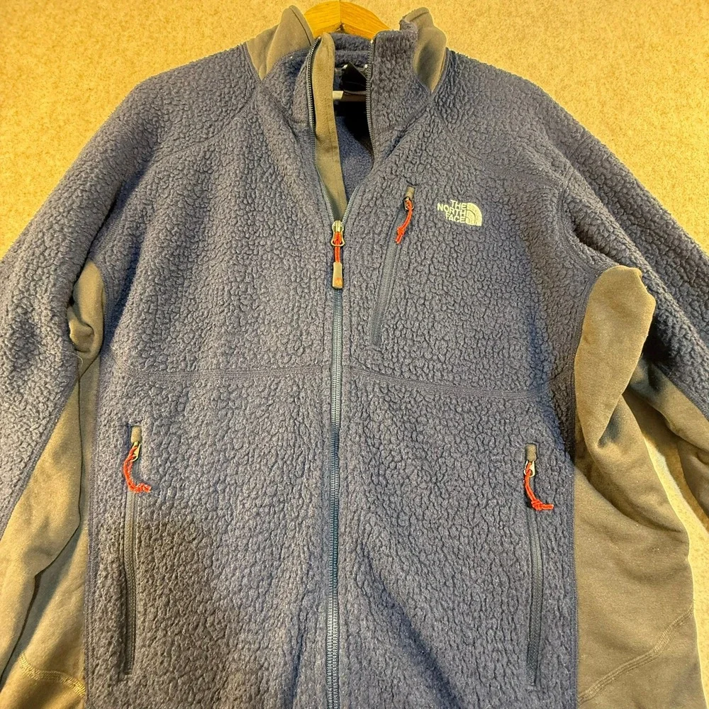 The North Face Summit Series Mens Large Blue Sherpa Fleece Full Zip Jacket T1227